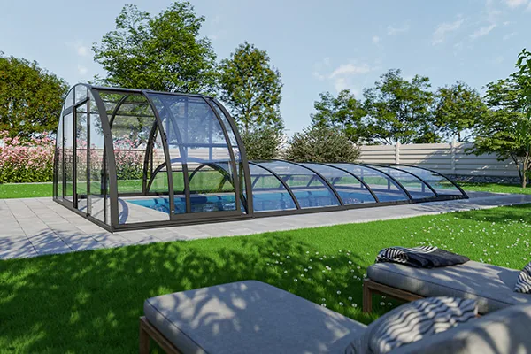 3D Visualisierung Aluna® Halbhohe Poolüberdachungen
