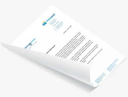 Geschäftsausstattung und Katalogdesign für Primepool – Briefbogen im Corporate Design