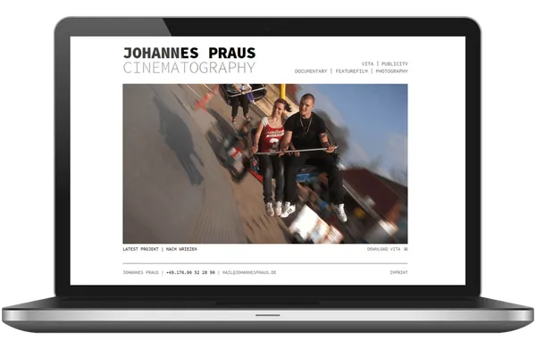 Website und Geschäftsausstattung für Johannes Praus Cinematography