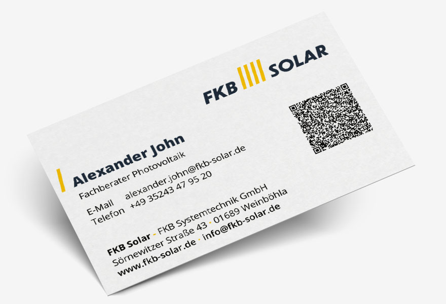 Visitenkarte im Corporate Design für FKB Solar – Logo und Farbkonzept